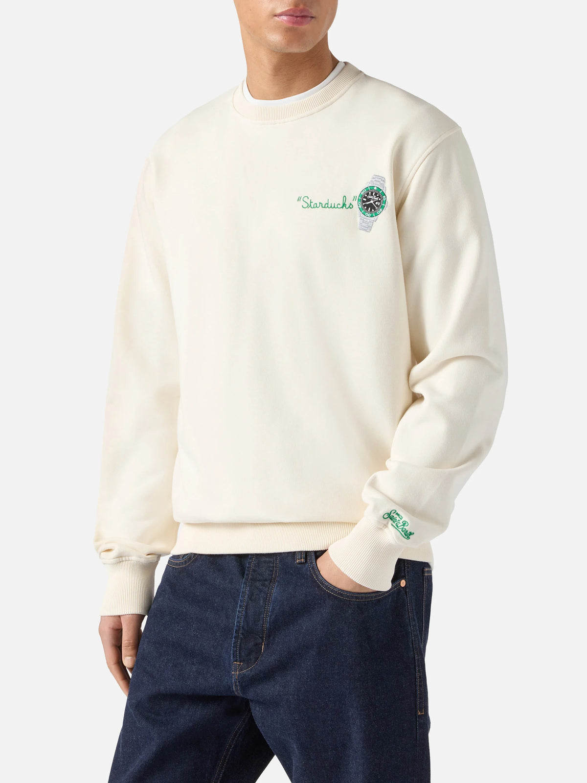 Cream Ponza sweatshirt with Starducks embroidery