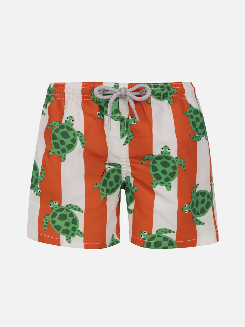 Boy mid-length Jean swim-shorts with sea turtle print