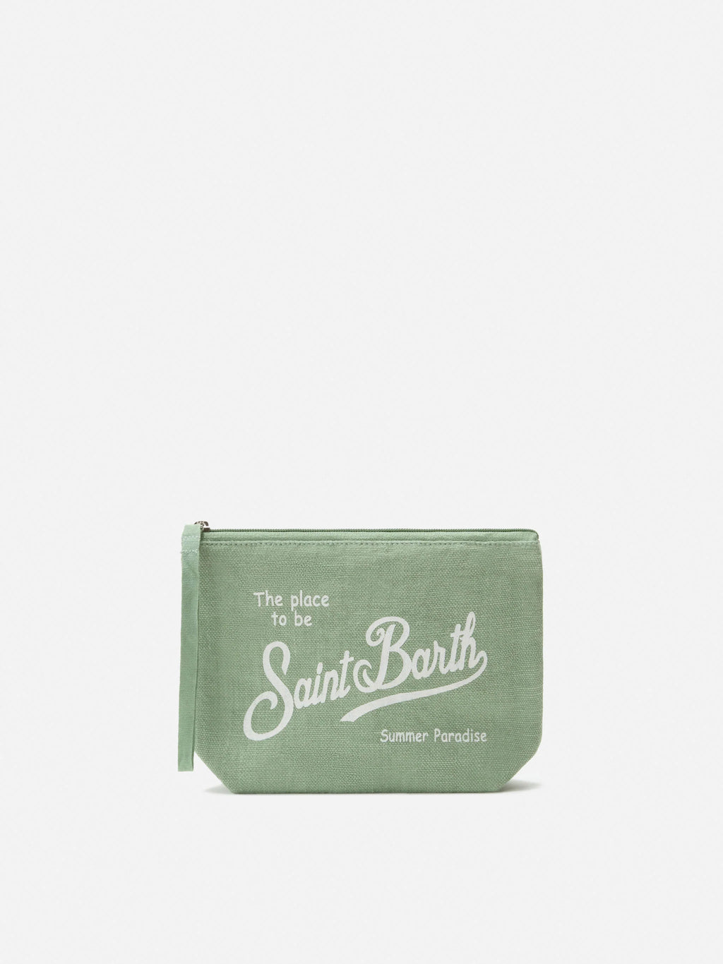 Aline sage solid color linen pouch