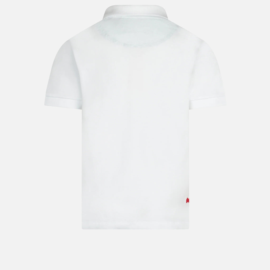Boy white cotton piquet polo with embroidery