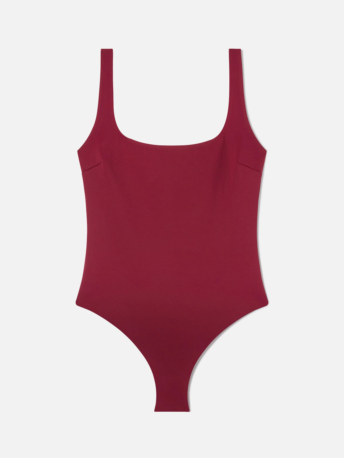 Cassandra square neck one-piece swimsuit in burgundy