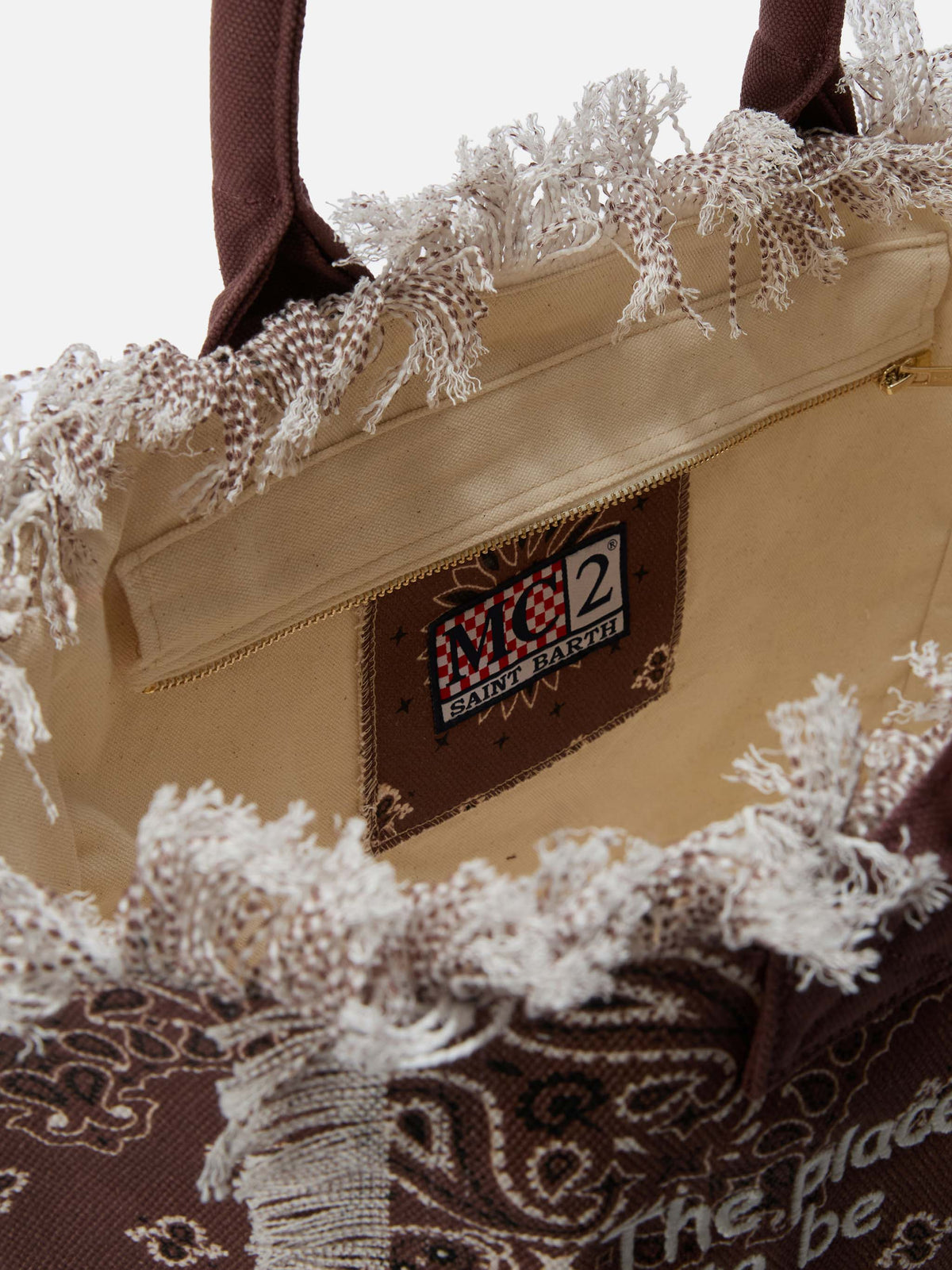 Brown canvas Vanity regular bag with bandana print