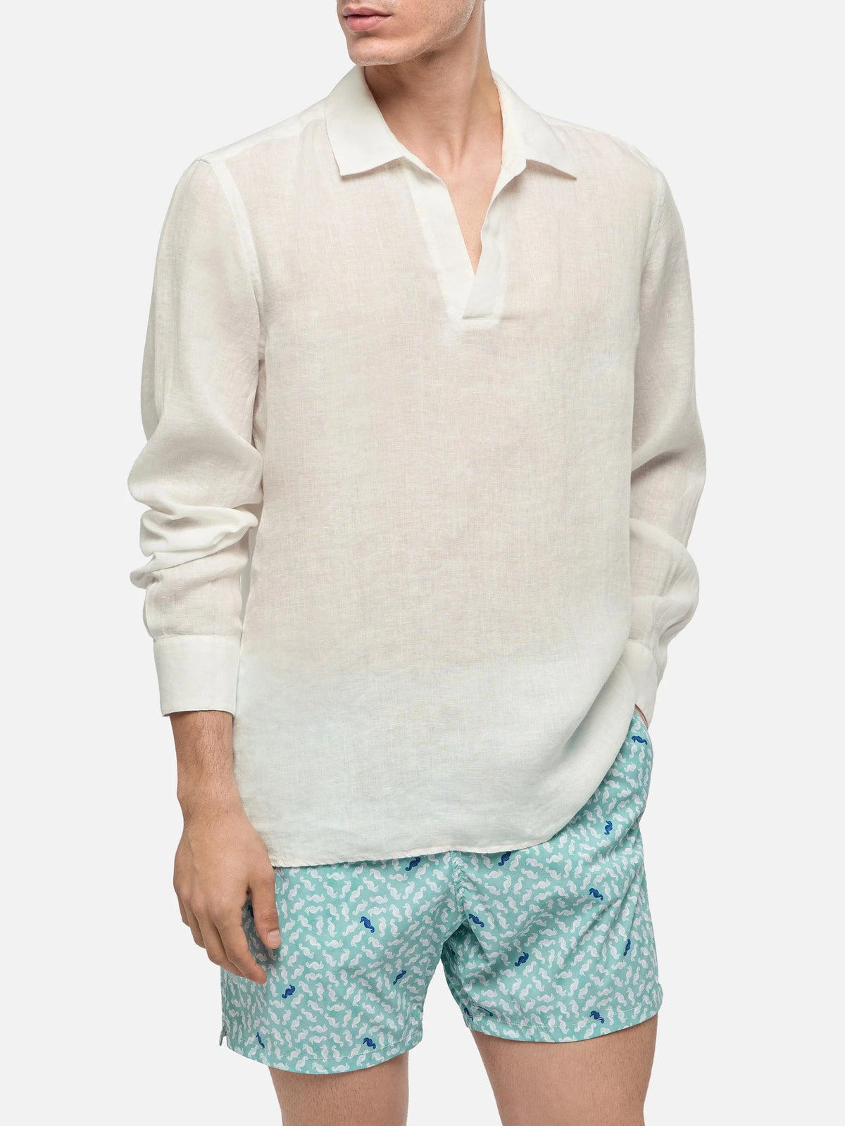 Black linen pants Calais with drawstring