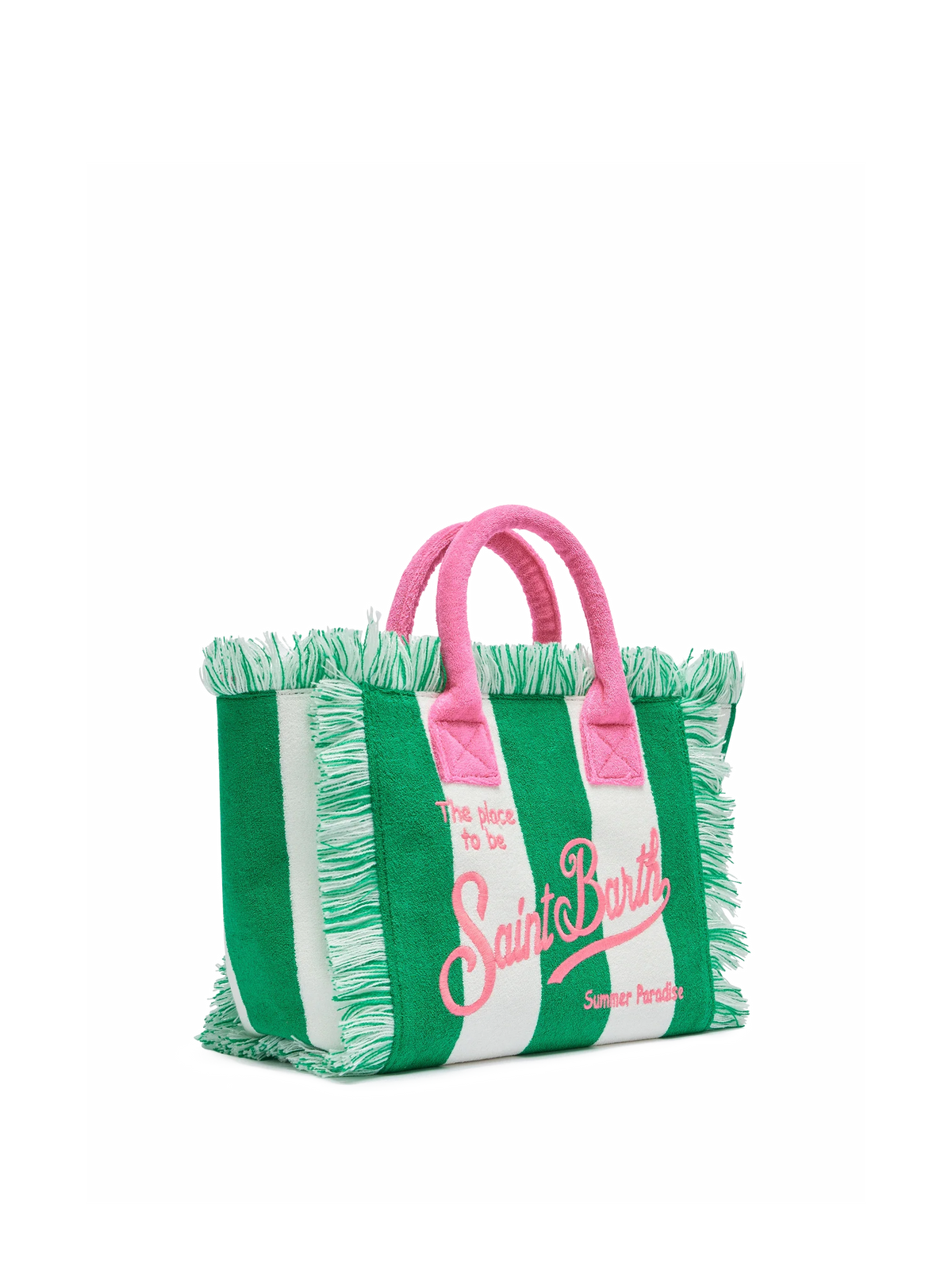 Colette Sponge green striped terry handbag