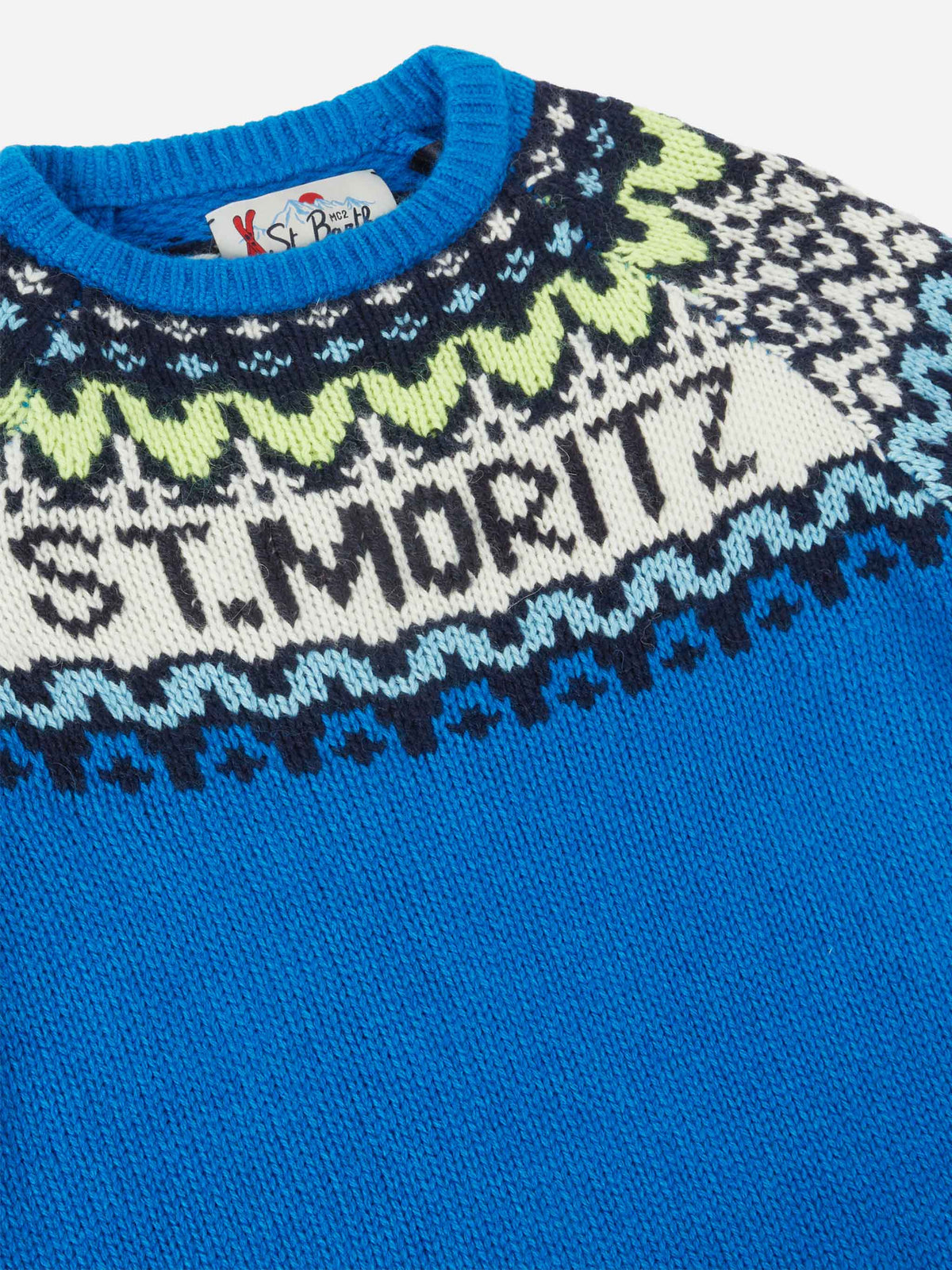 Alpaca sweater Douglas with fair-isle and St. Moritz jacquard
