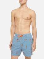 Mid-length striped Gustavia swim-shorts with Aperol Spritz embroidery | APEROL SPECIAL EDITION