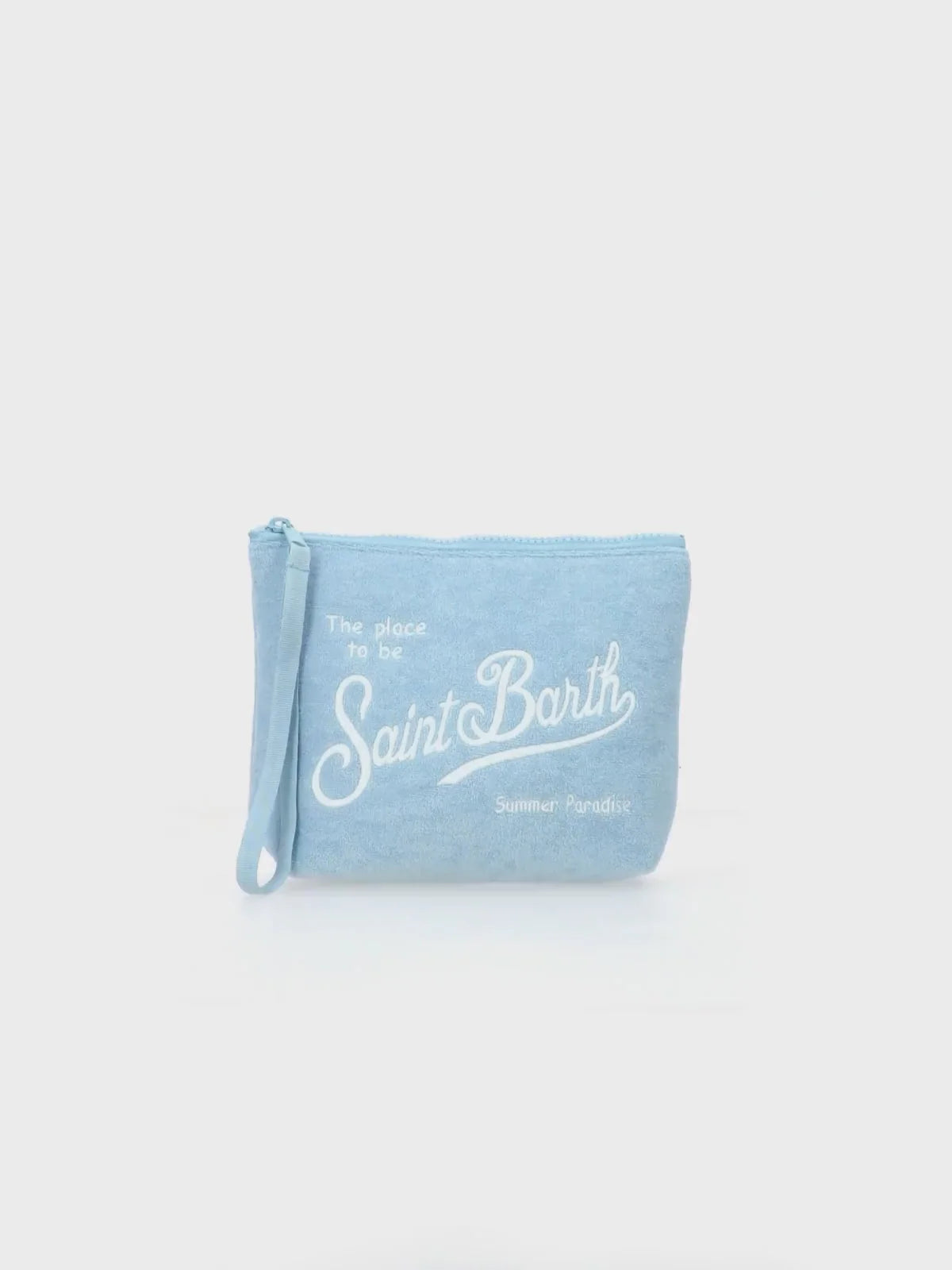 Aline light blue embossed terry pochette