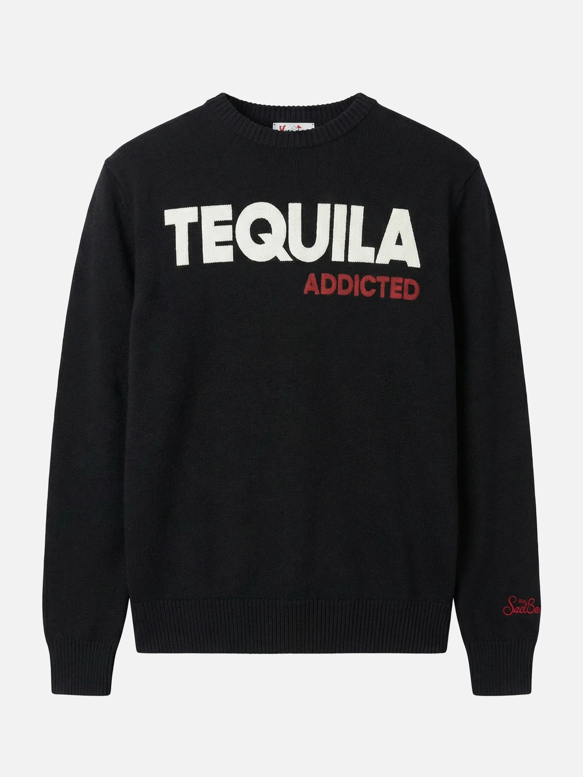 Black crewneck Heron with Tequila addicted jacquard