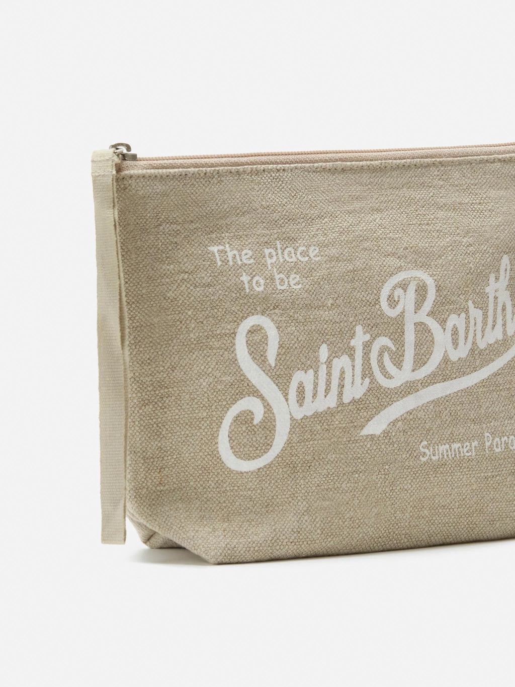 Aline beige solid color linen pouch