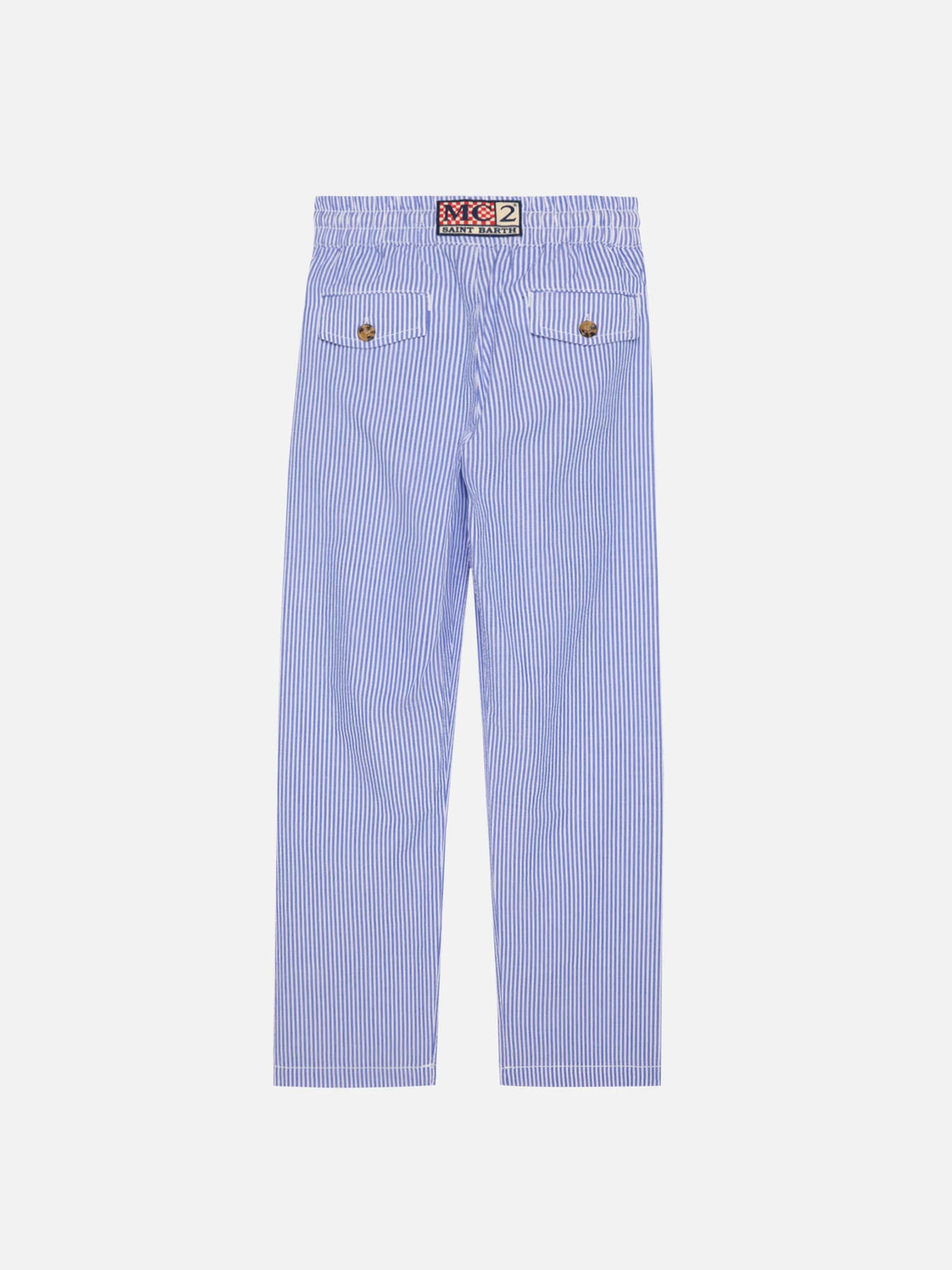 Calais Jr seersucker striped pants with drawstring