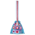 Crochet Bucket multicolor embroidered crochet bucket bag