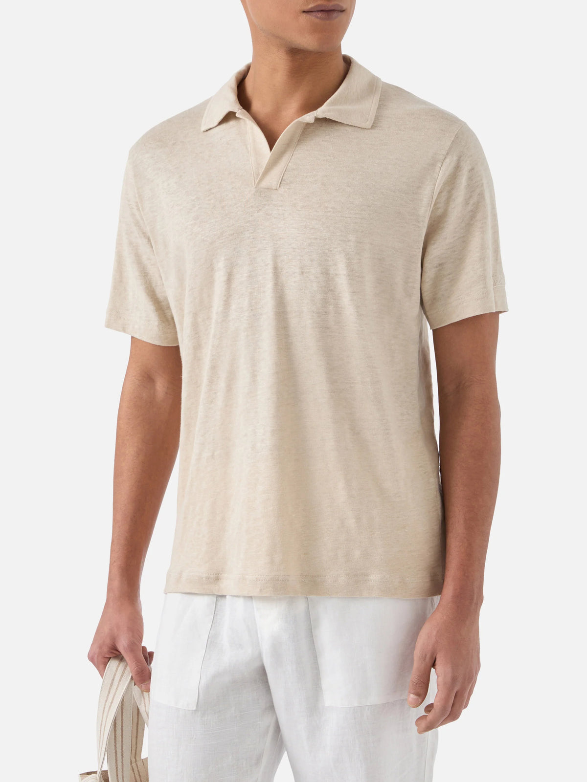 Beige Fraser polo in pure linen