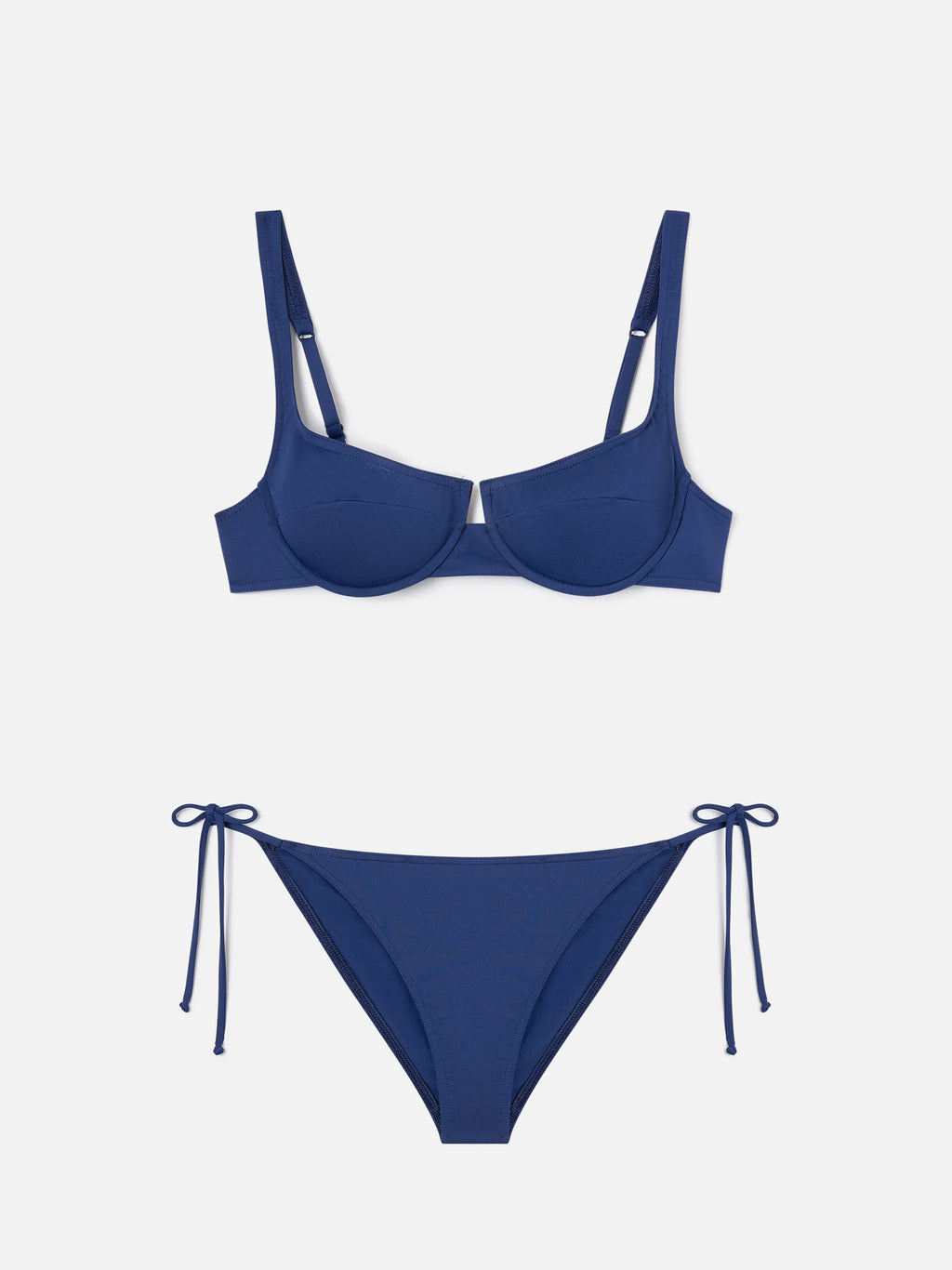 Amira Naomi navy blue balconette bikini in solid color