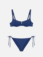 Amira Naomi navy blue balconette bikini in solid color
