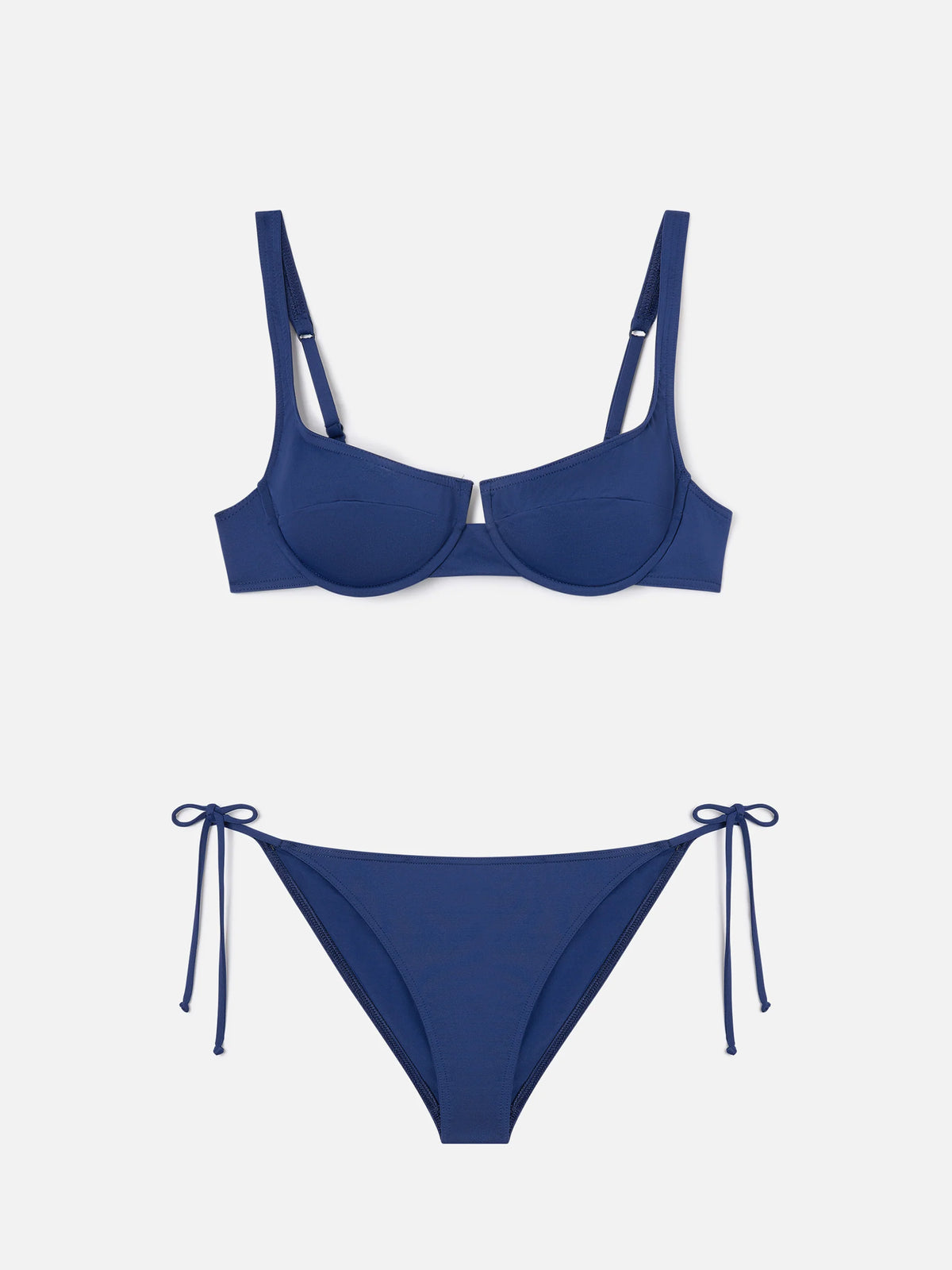 Amira Naomi navy blue balconette bikini in solid color