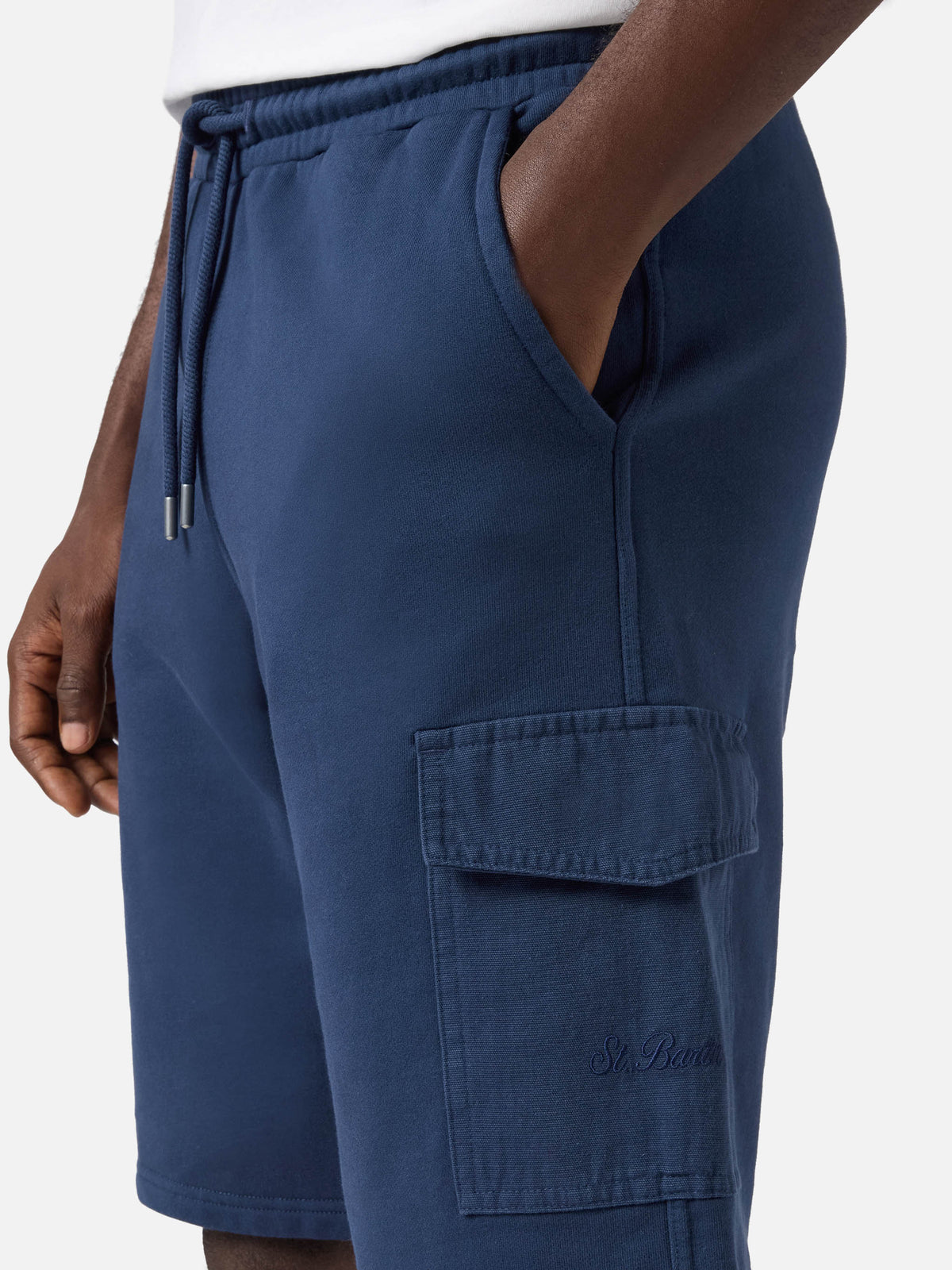 Argo navy blue fleece bermuda shorts with cargo pocket