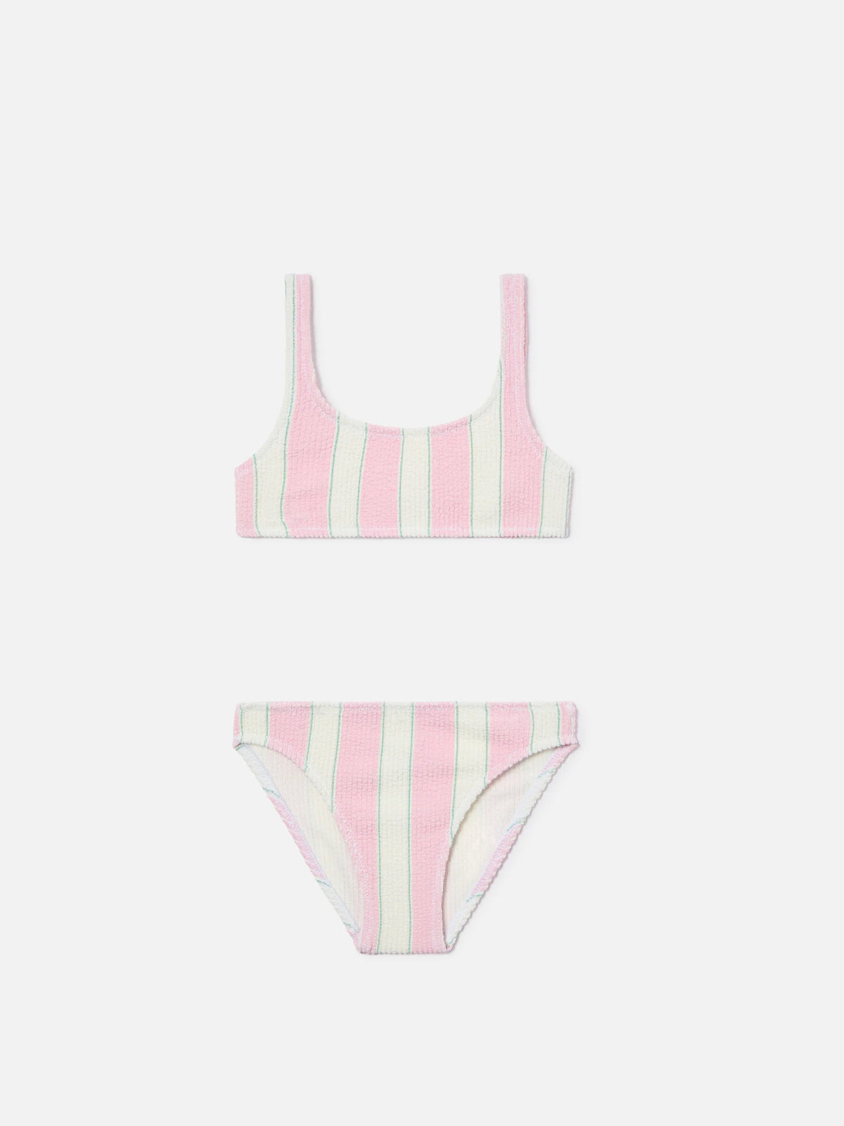 Baker crinkle bikini with pink and cream stripes