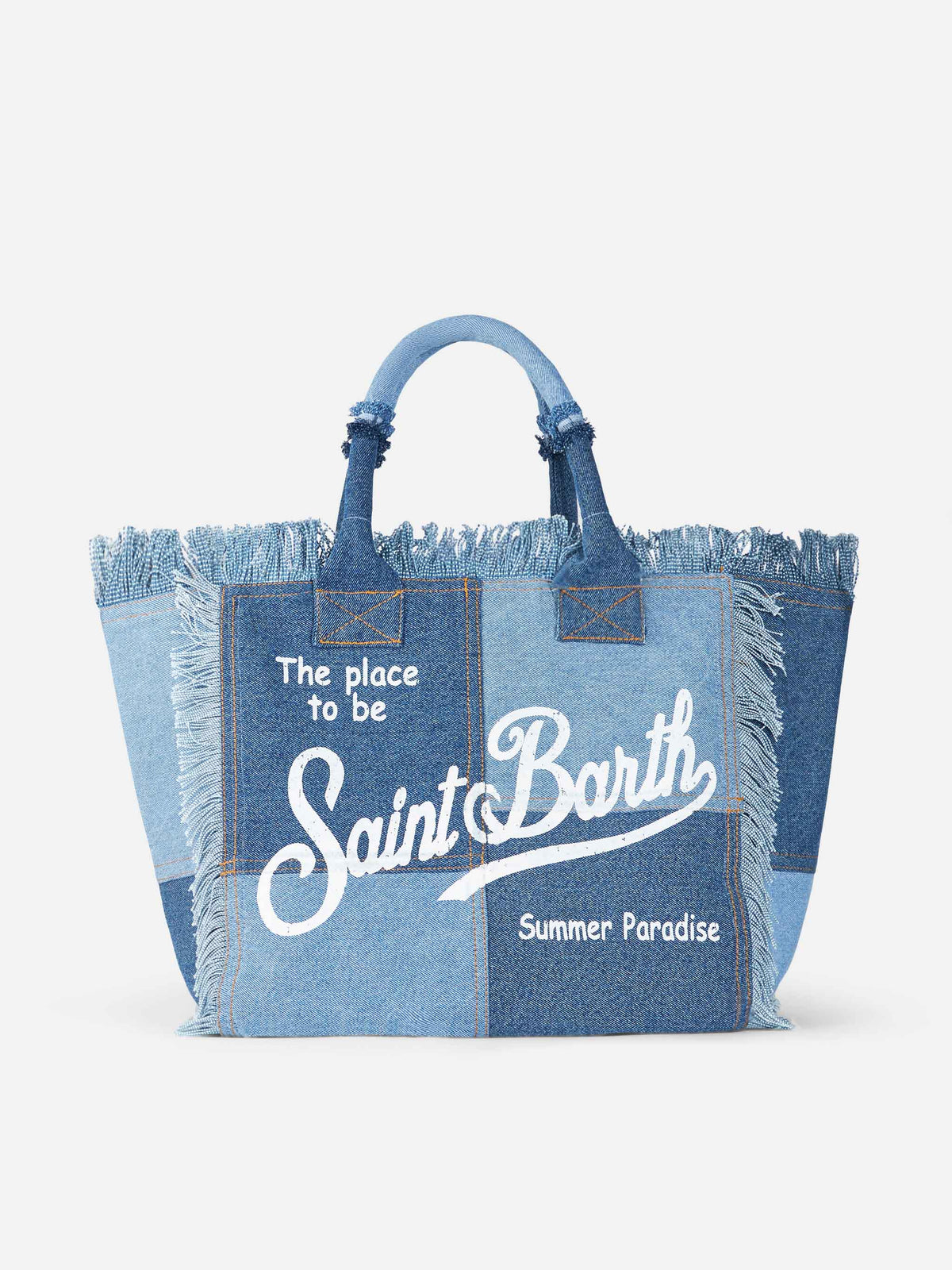 Denim patchwork cotton canvas Vanity tote bag