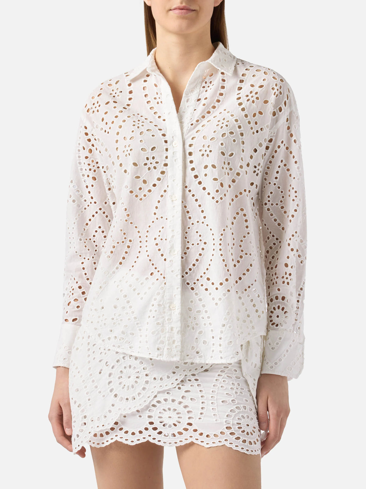 White Nyra broderie anglaise mini skirt