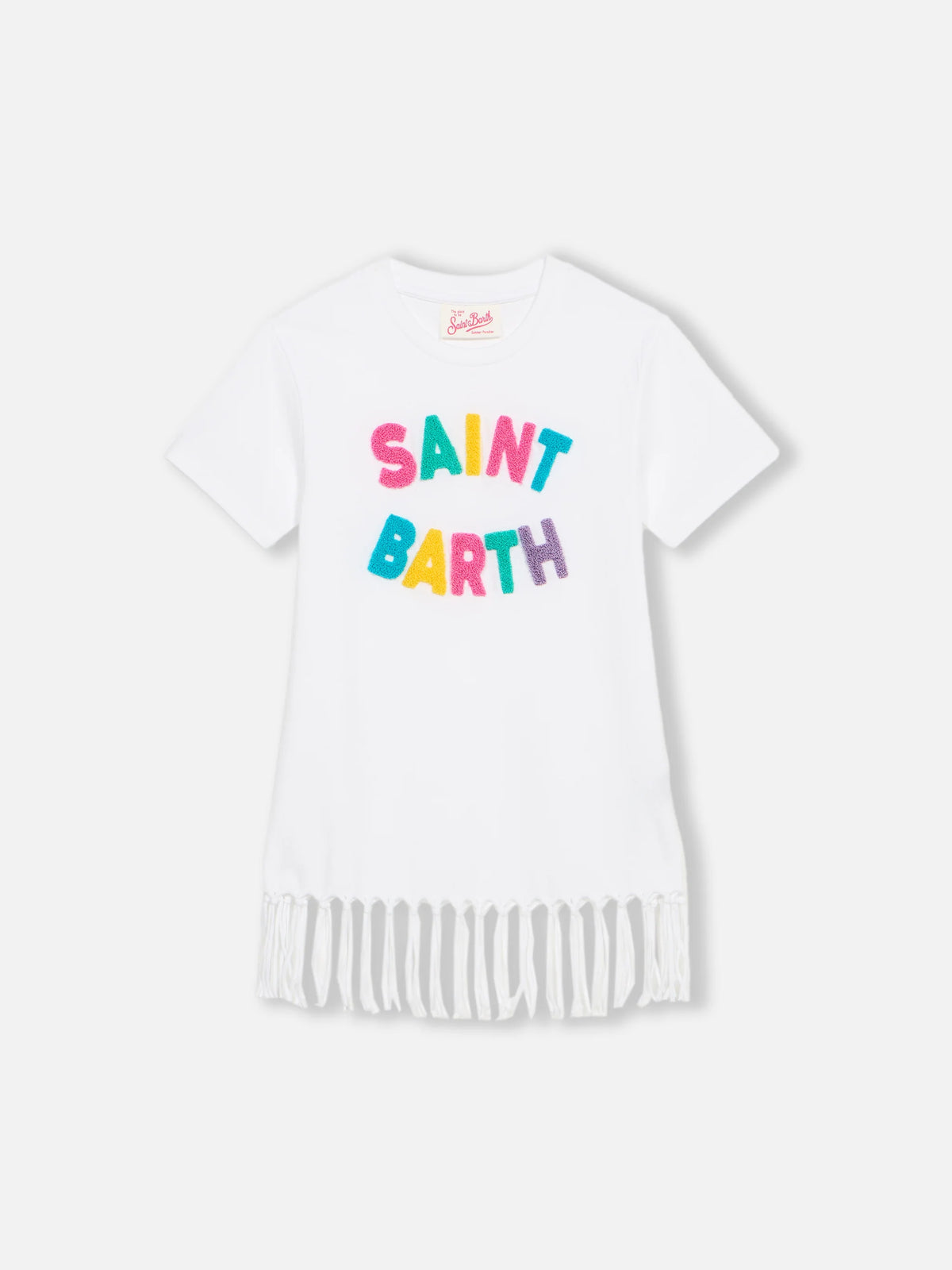 Girl Abbey dress with fringes and terry patch