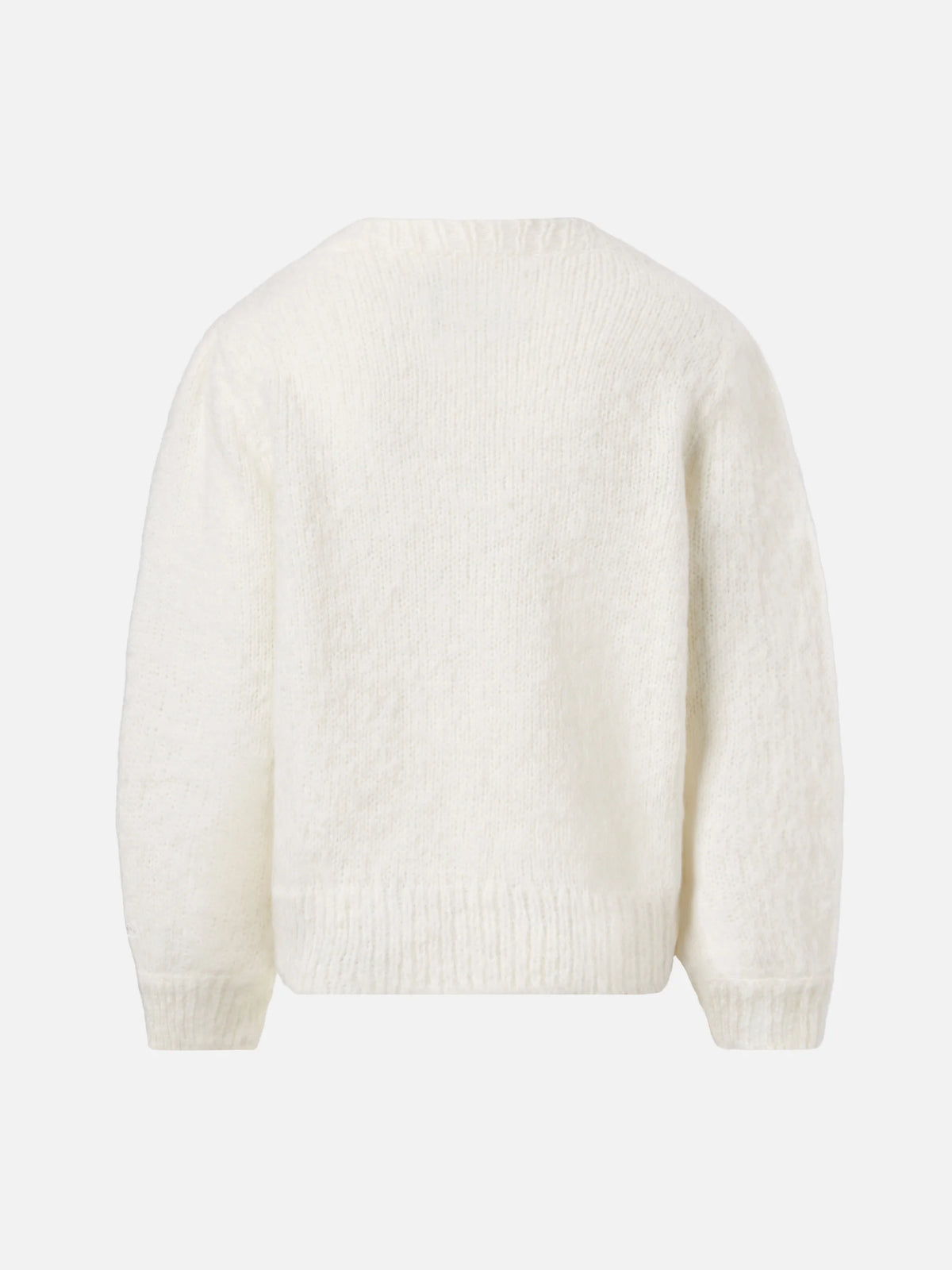 Brushed sweater Bloom Soft with crochet hearts appliqués