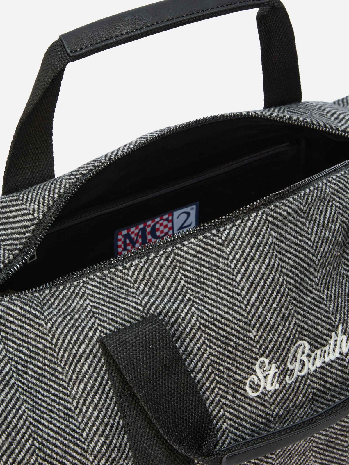 Jetleg Wool Travel Bag in herringbone wool blend