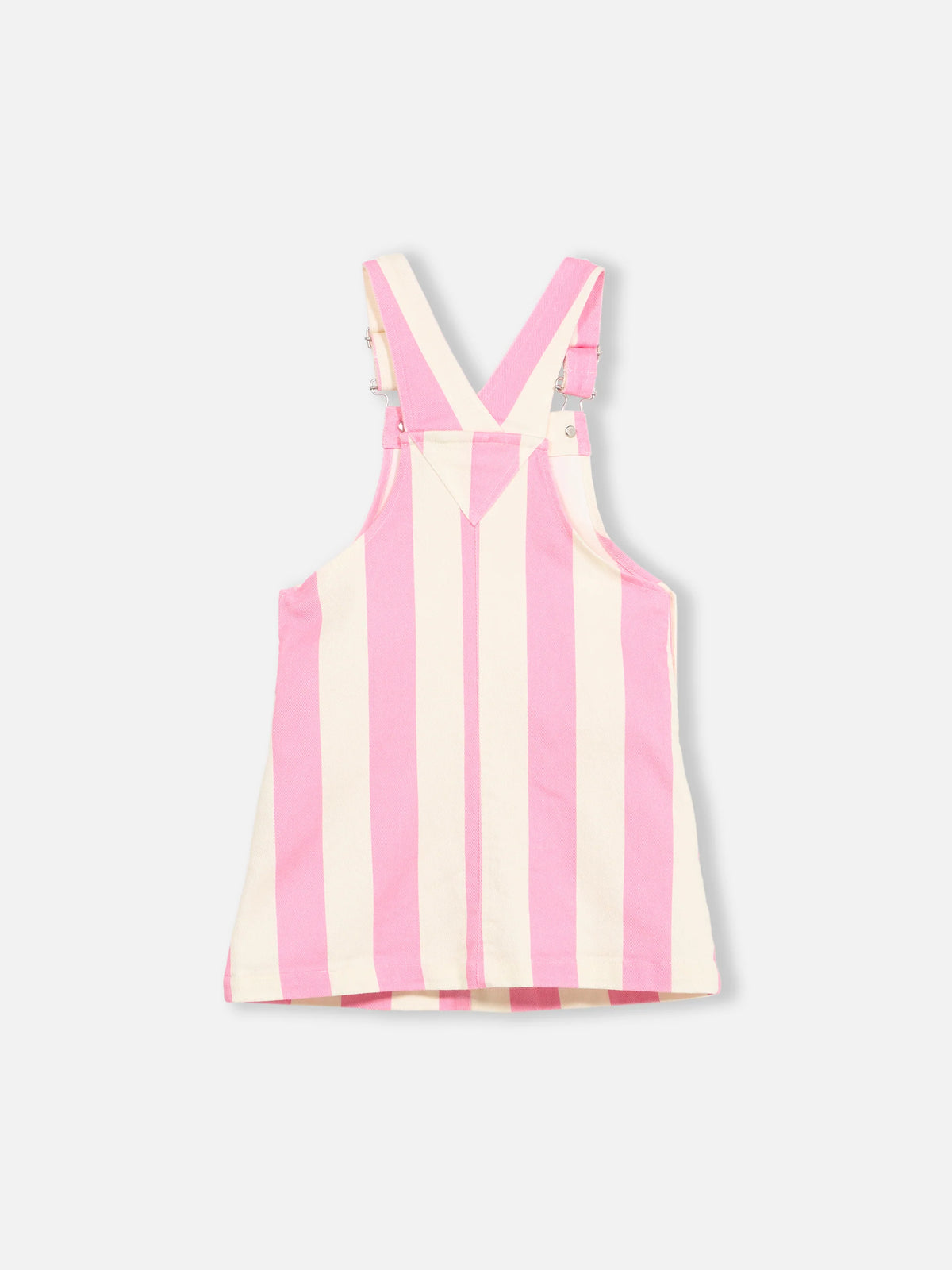 Girl pink striped denim short overall Tecla Jr