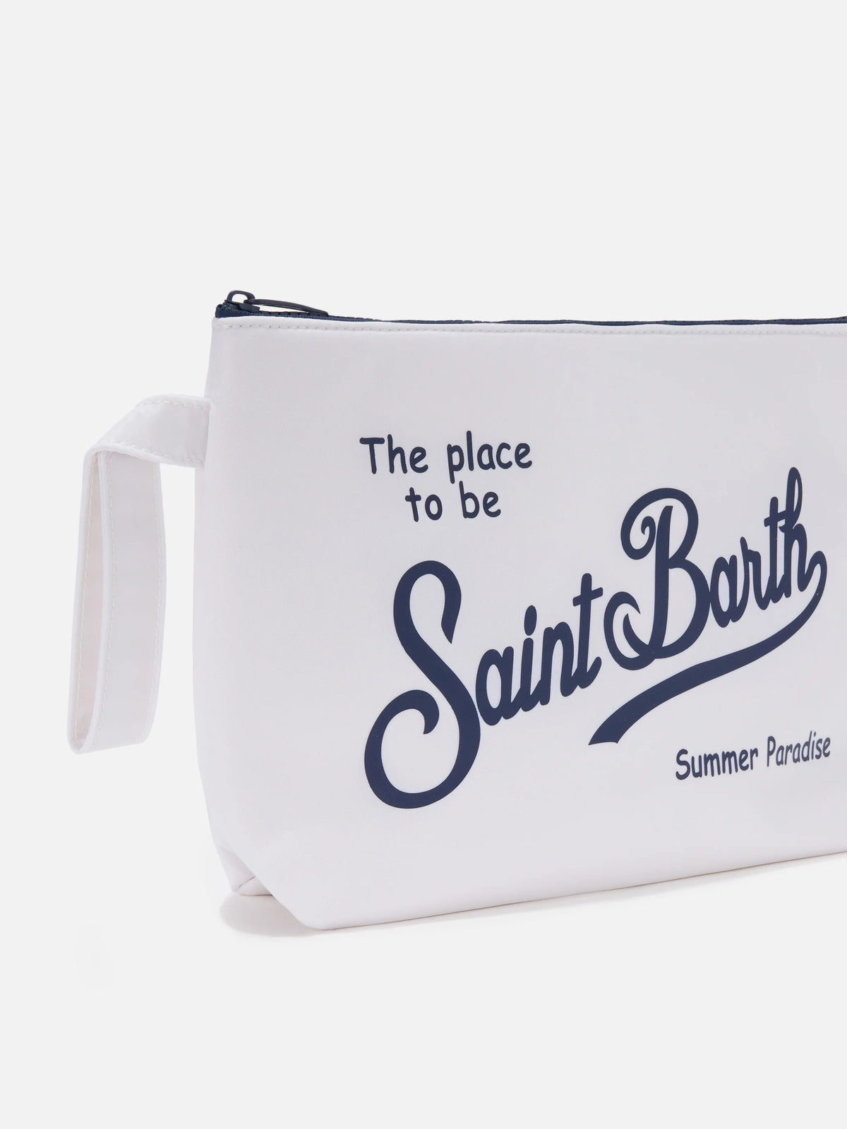 Aline white solid color nylon pouch