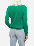 New Queen green brushed sweater with Love or not embroidery