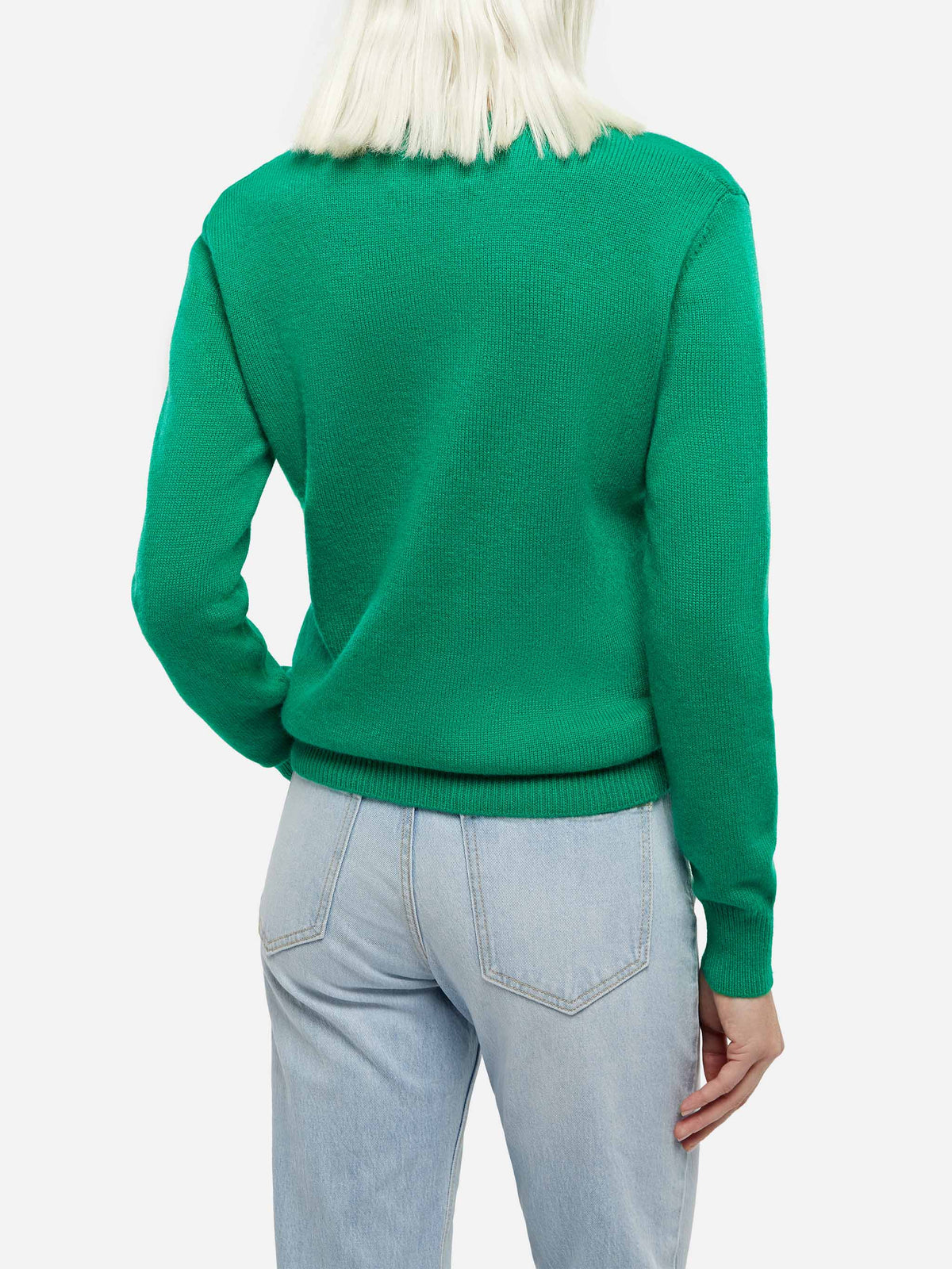 New Queen green brushed sweater with Love or not embroidery