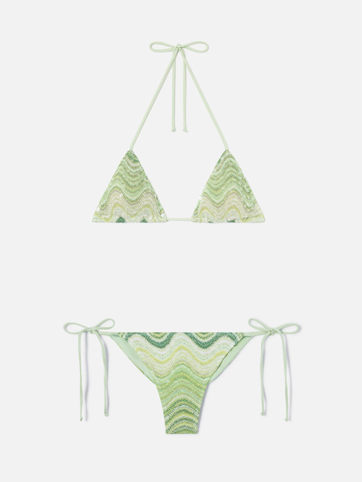 Leah Marielle green degradé raschel bikini with sequins