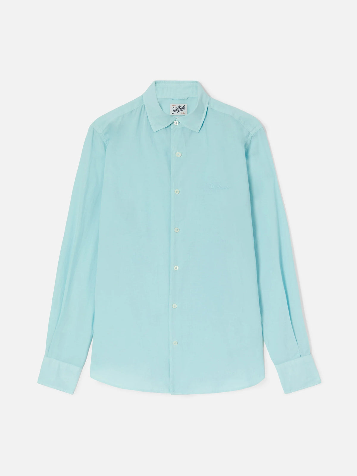 Aqua green Chemise Ice shirt in pure cotton voile