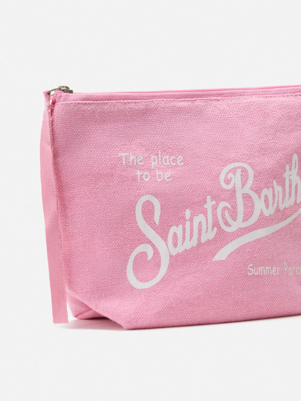 Aline pink solid color linen pouch