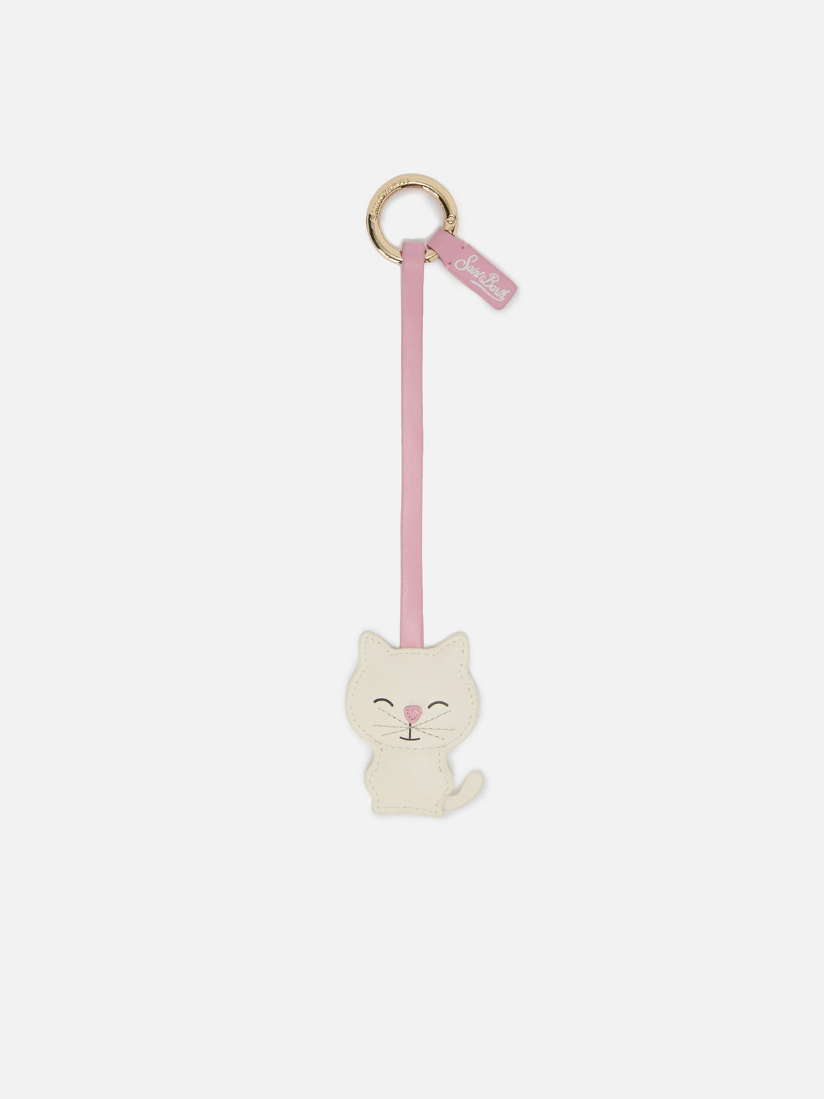 Cat Bag Charm in white leather