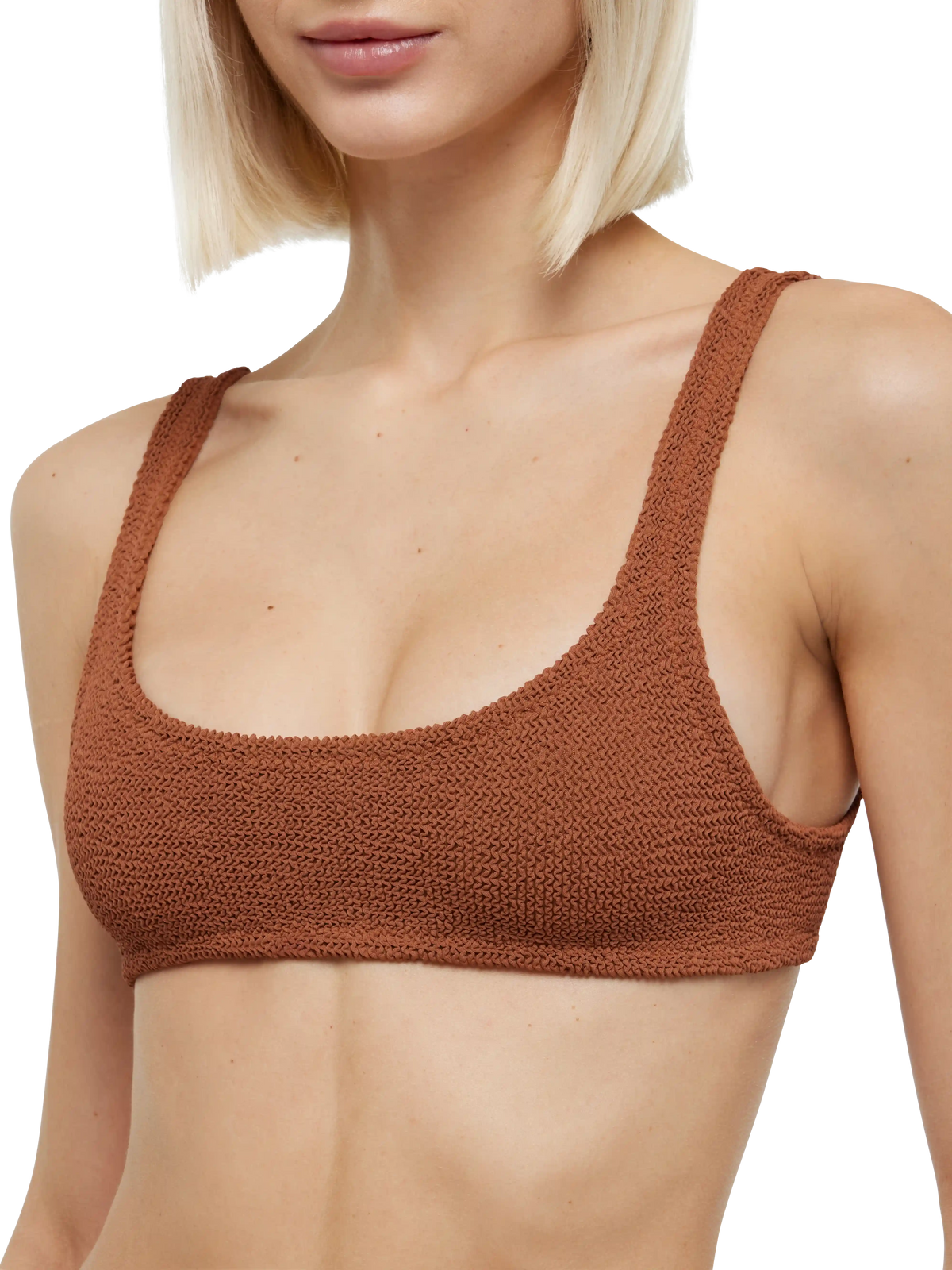 Classic crinkle bralette bikini Naima Naomi in camel brown