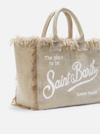Beige solid color linen Vanity regular bag