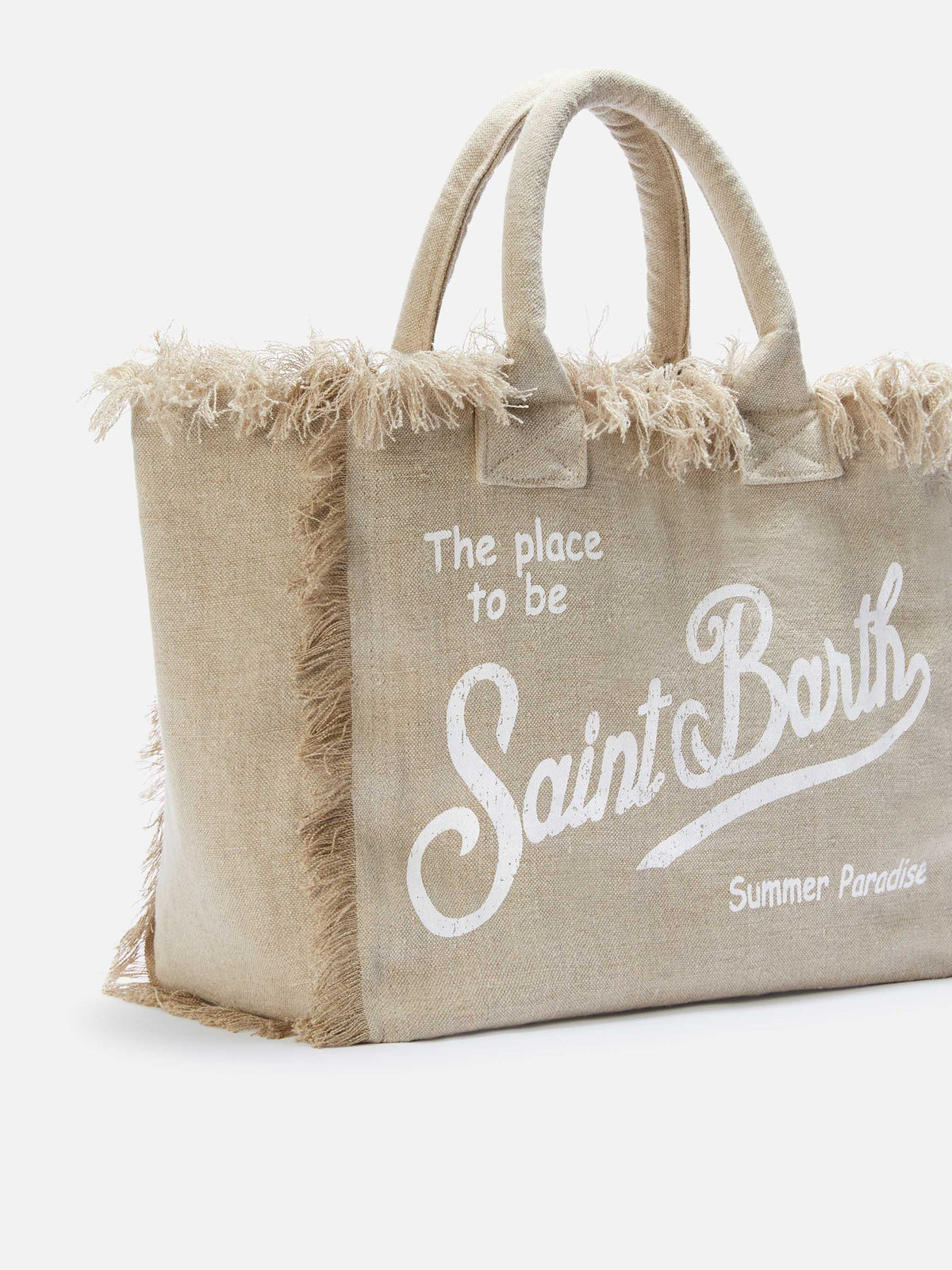Beige solid color linen Vanity regular bag