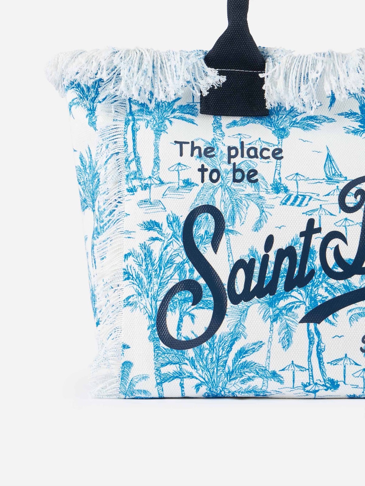 Bluette cotton canvas Vanity tote bag with toile de jouy print