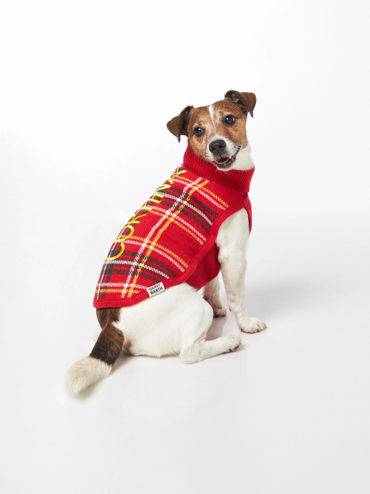 Dog sweater with tartan print