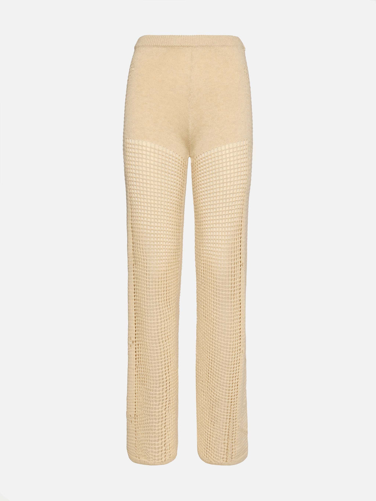 Alva beige crochet flared pants