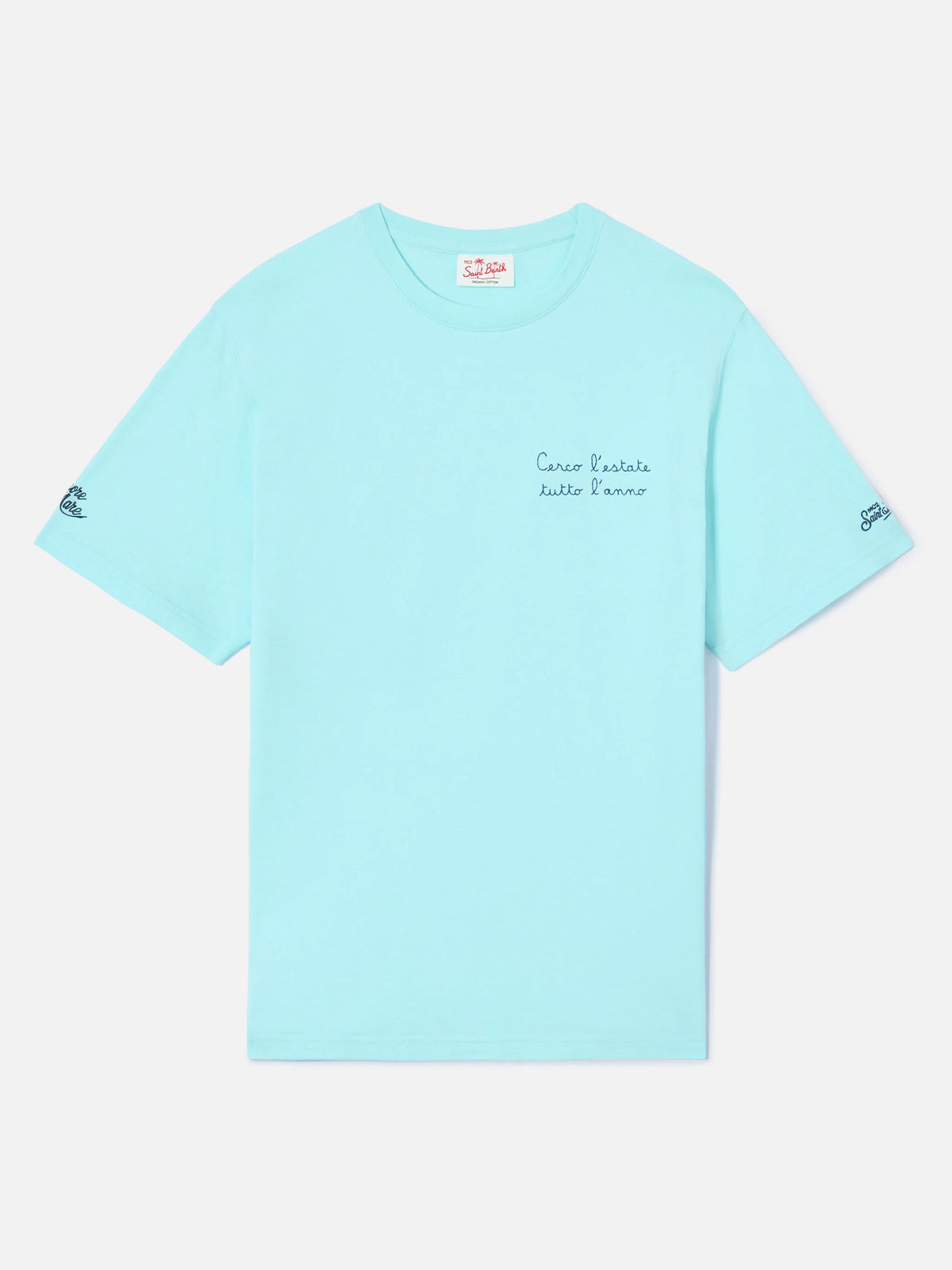 Aqua green Portofino T-shirt with Cerco L'estate Tutto L'anno embroidery