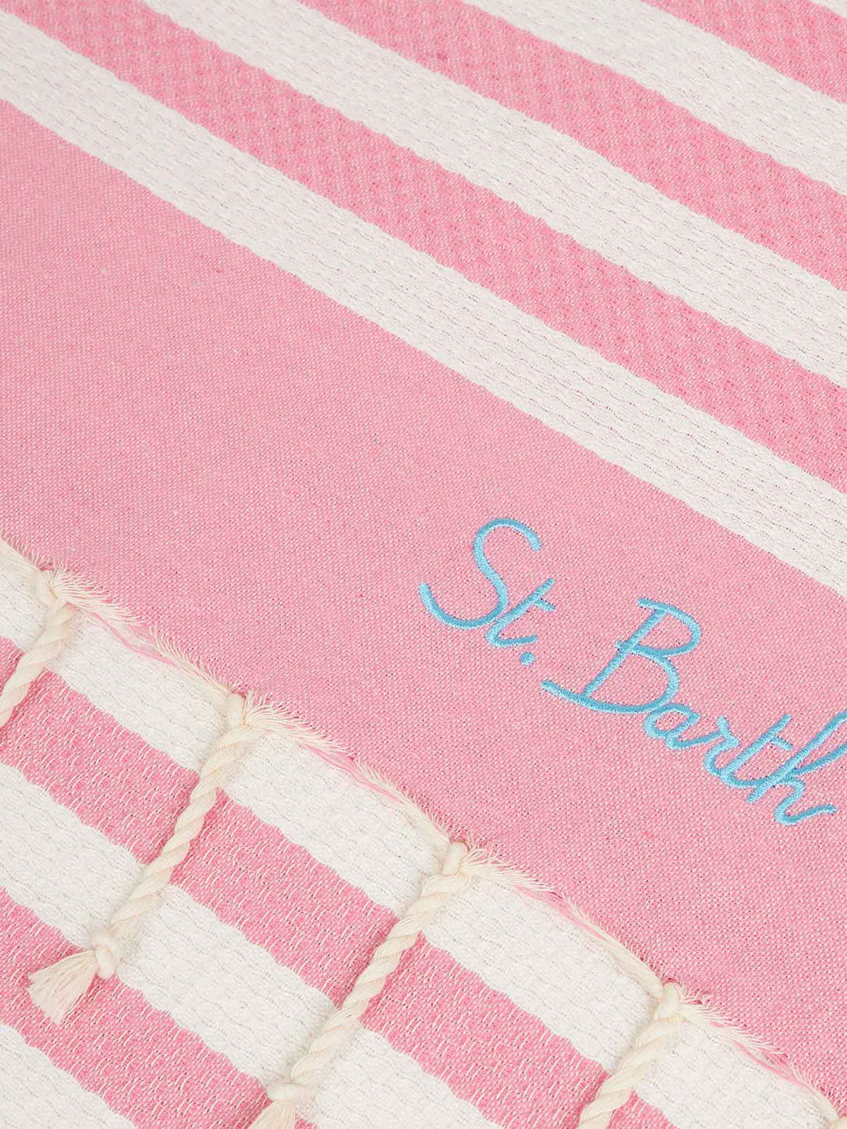 Cotton beach towel Fouta with pink striped print