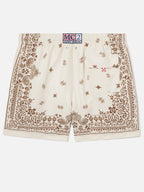 Gustavia beige swim shorts with bandana print