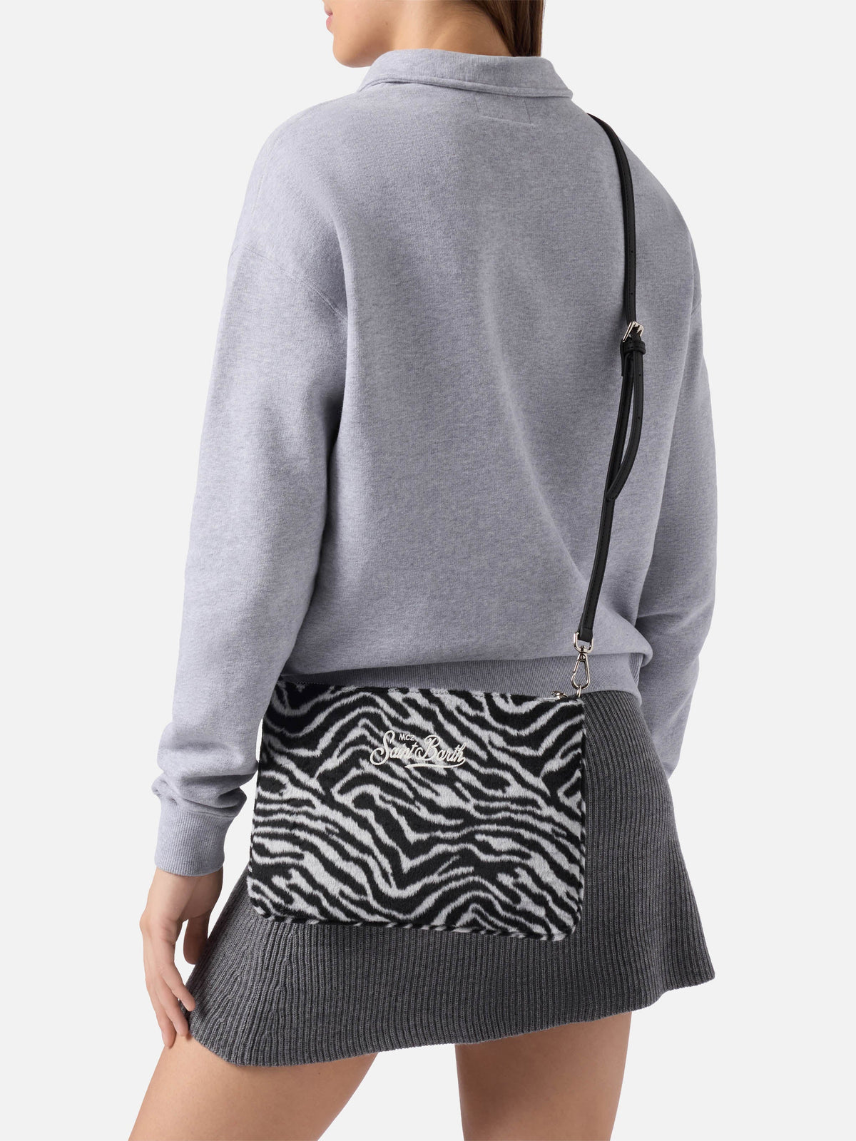 Parisienne Crossbody Bag in zebra wool blend