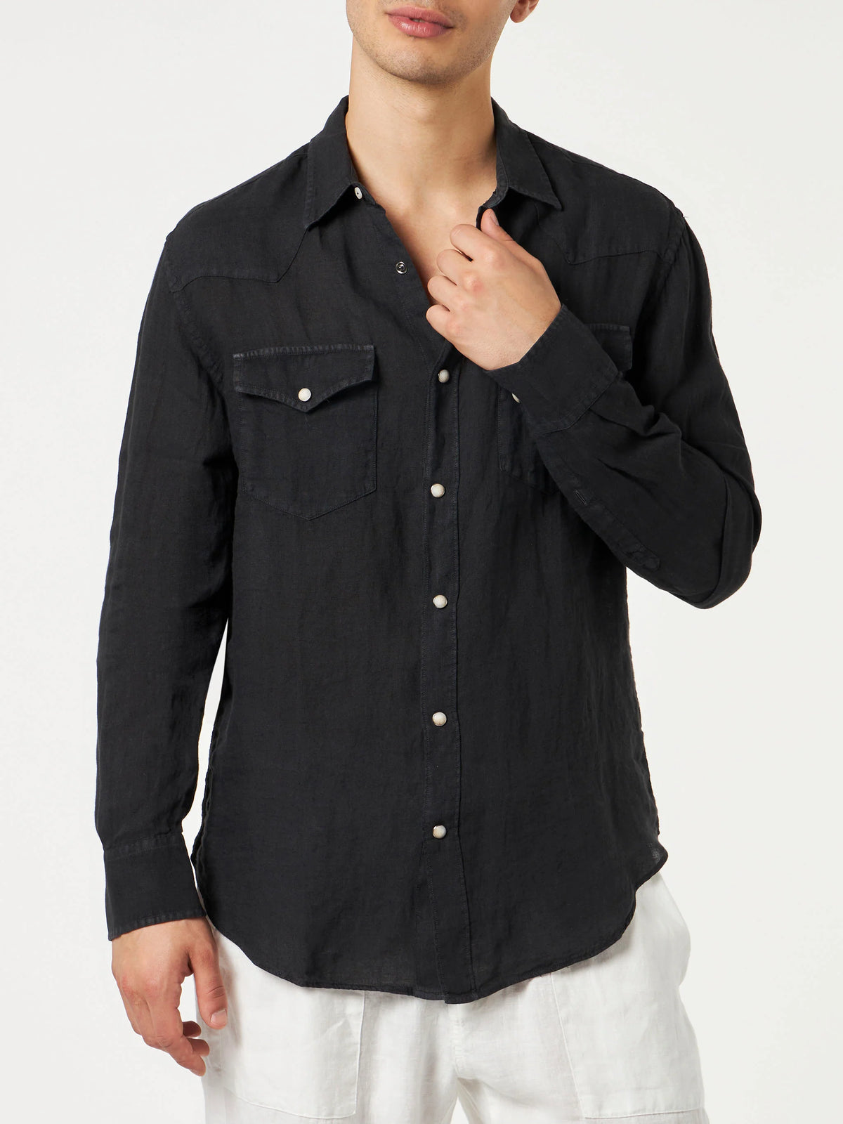 Greg black linen shirt